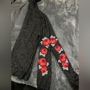 VS PINK SWEATER WITH EMBROIDERED ROSES SUPER SOFT